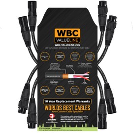 WBC-VALUELINE-2CS (22 AWG) - 4 Units - 6 Inch–Low-Capacitance Shielded Balanced Flexible Microphone, Active-Speaker & Interconnect Cables with Neutrik-Rean IP65 Rated Gold XLR Connectors