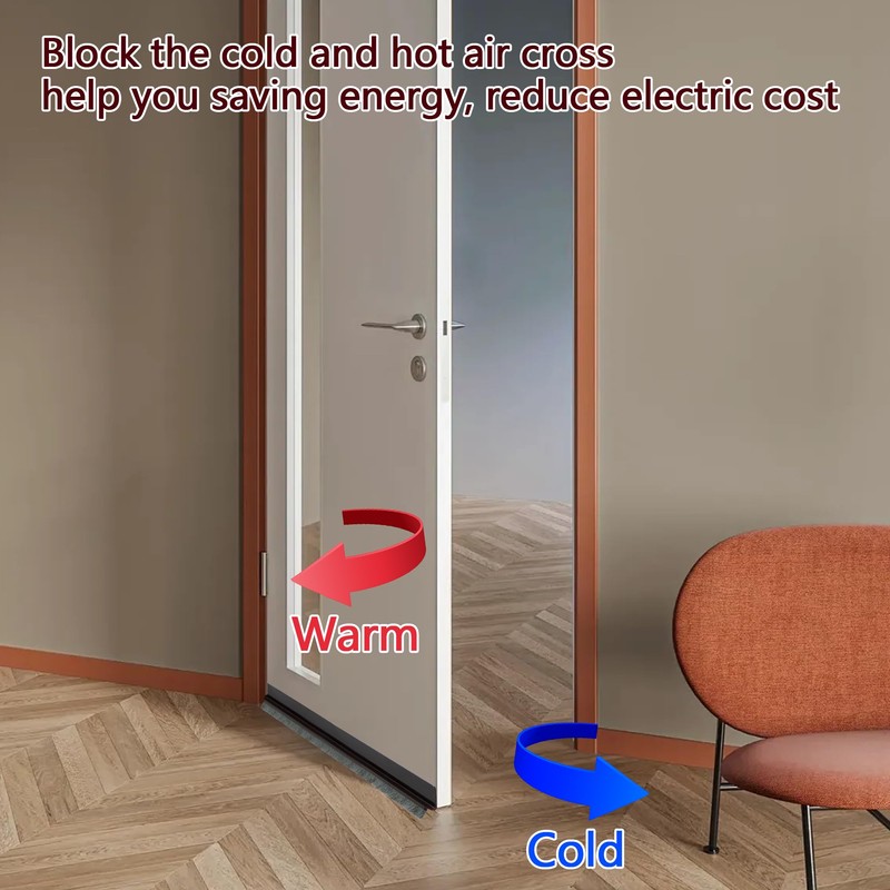 Door Draft Stopper Bottom Seal - 39" with Brush Rubber