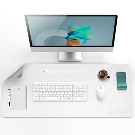 JOYACCESS J Alfombrilla de Ratón Grande para Juegos Alfombrilla de Escritorio Impermeable y Antideslizante Tapetes para Mouse Doble Cara para Ordenador Portátil,Juegos,Oficina/Hogar 60 * 36cm Blanco