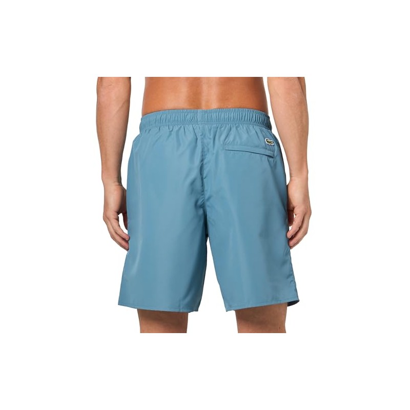 Lacoste Men's Stamp Print Swim Trunks, Dark Blue, Large