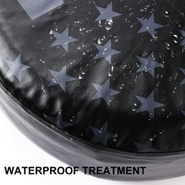 MOONET PU Thickening Leather Tire Wheel Covers 4 Pack- Tough Tire Wheel Protector for Truck,SUV,Motorhome,Camper,Trailer,RV - Universal Fits Tire Diameters 27-29 inches,Gray Flag