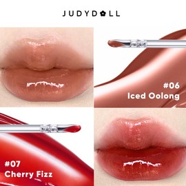 JUDYDOLL Ice Watery Lip Gloss, Mirror Lip Glaze, Glossy Lip Stain, Transfer-Proof, Metal Applicator, Waterproof, Long-Lasting, Moisturizing, Liquid Lipsticks, Plumping, Not Easy To Fade, Makeup, Cosmetics:_#06+#07