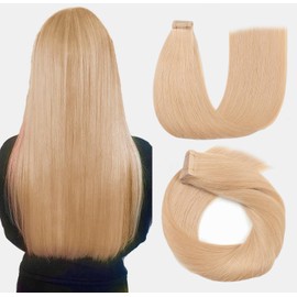 HotLulana Tape-In Extensions Real Hair #18 Extensions Real Hair 14 Inches / 35 cm 40 g Invisible 100% Natural Tape Extensions Real Hair Human Hair 20 Pieces Real Hair Extensions Tape