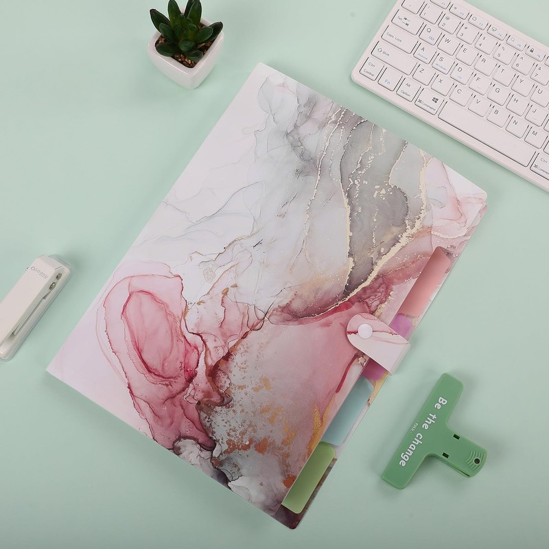 SKYDUE A4 Folder with Compartments, Document Folder A4 with Labels,