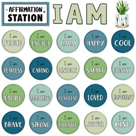 Frienda Greenery Affirmation Station Bulletin Board Set Motivational Posters Classroom Mirror Growth Mindset Decor Positive Affirmations Accents Cutouts for School Office Home Teacher Wall Supply