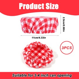 Ymapinc Sourdough Starter Jar Cover, 3pcs Reusable Jar Cloth Covers, Cotton Plaid Sourdough Starter Jar Cloth Covers for Sourdough Starter Jar, Jam Jar Cover, Fits 2.76-4.13 Inch Jar Mouth (Red Plaid)