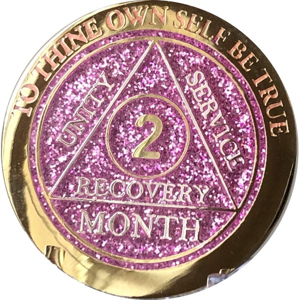 2 Month AA Medallion Reflex Pink Glitter Gold and Silver
