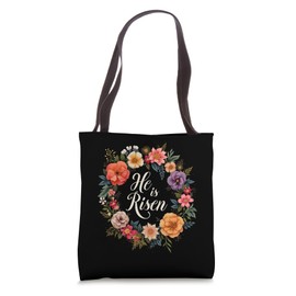 He Is Risen Floral Wreath Tote Bag
