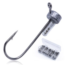 Goture Jig Head Ned Rig Hooks, 0.2 oz (5 g) x 6 + 0.2 oz (7 g) x 10 + 0.4 oz (10 g) x 10 pcs Set of 26 [Rattle Function, Realistic Swimming] Fish Hooks, Fishing Hooks for Worms