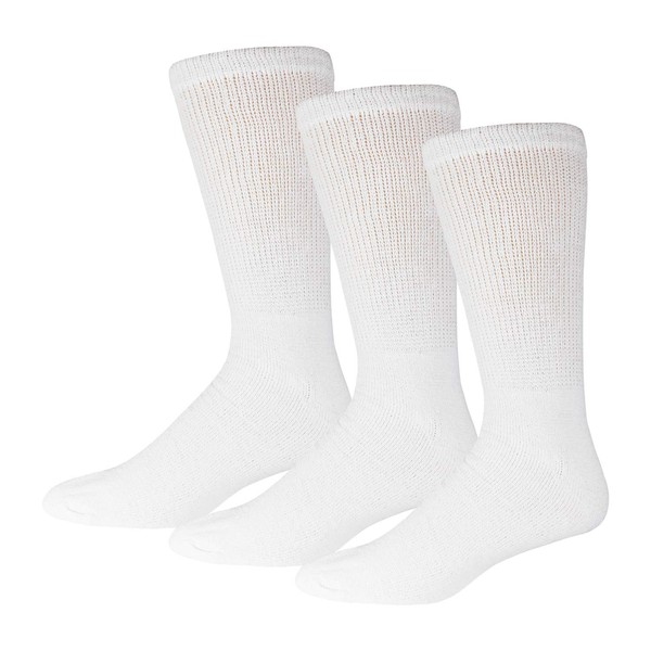 Calcetines de algodón para neuropatía diabética, calcetines médicos, Blanco - 3 pares, 9-11