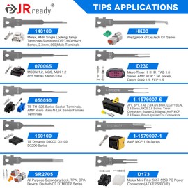 JRready JRconDRK00A20-02 Pin Removal Tool Kit, 20PCS Universal Automotive Computer Electrical Terminal Release Tool Set for Deutsch, AMP, TE, Molex, MCON 1.2, Harting Wain, Amphenol RT360 Connectors