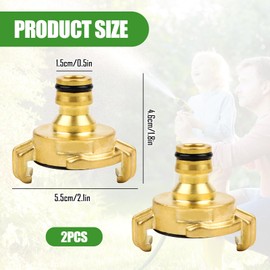 Garden Hose Quick Couplings, Quick Coupling with 1/2 Inch Compatible Design Brass System for Claw Coupling Connector Tap Hose Connector Male Thread Hose Connection Pack of 2