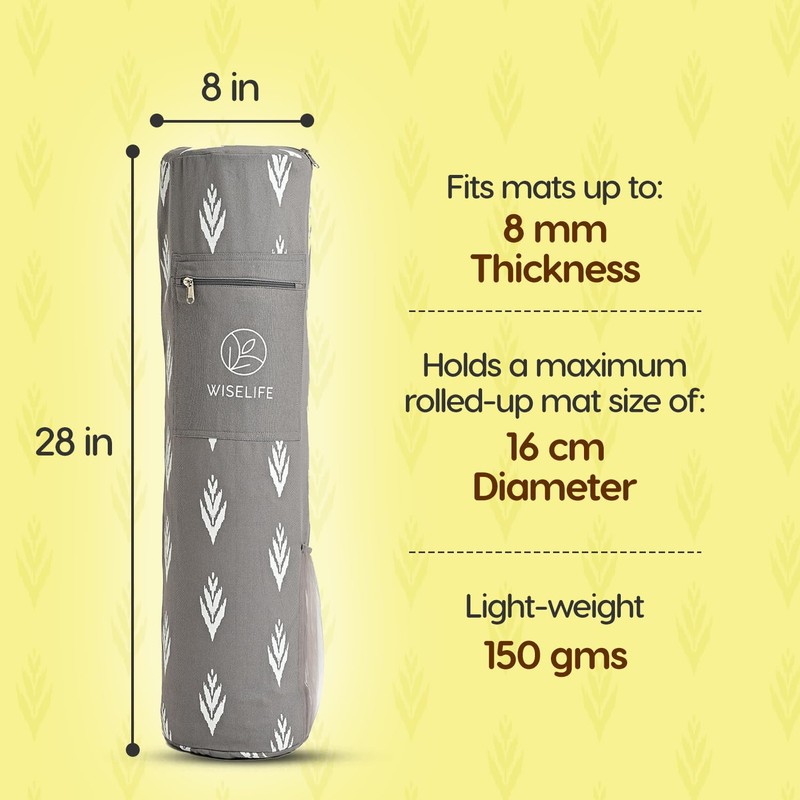 Classic Yoga Mat Bag Adjustable Shoulder Carry (Grey)