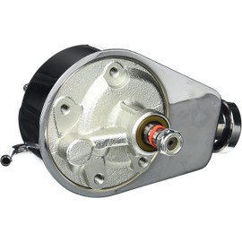 BBC SBC Chevy Chrome Saginaw Style Power Steering Pump w/Single Groove Pulley