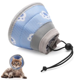 TNSLAND Cat Collar, Soft Adjustable Cat Collar, Lick Protection for After Surgery and Injuries, Cat Collar for Puppies, Small Dogs and Cats, Blue