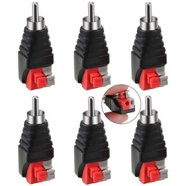 Greluma Pack of 6 RCA to Speaker Cable Adapter, Subwoofer, Speaker Phono Jack, RCA Plug to AV 2 Screw Terminal, Video Audio Spring-Push Type, Balun for CCTV