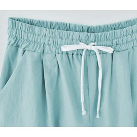 Vcansion Women's Drawstring Elastic Waist Shorts Plus Size Shorts Light Blue Asian 2XL/US 8-10