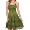 Sakkas Stonewashed Rayon Adjustable Spaghetti Straps Mid Length Dress -