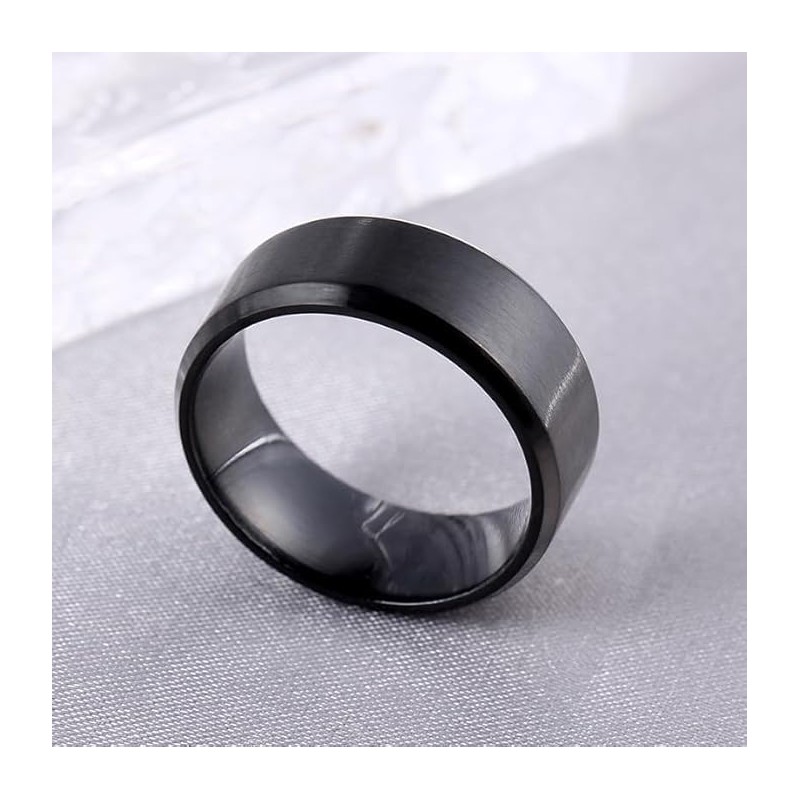 Simple Stainless Steel Ring for Men Women Black 8mm