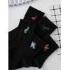WDIRARA Men's 5 Pairs Dinosaur Embroidered Crew Socks Casual Cartoon