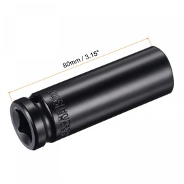 sourcing map 1/2" Drive by 19mm Deep Impact Socket, Heat-Treated CR-V Steel 3.15" Length, 6-Point Metric Sizes