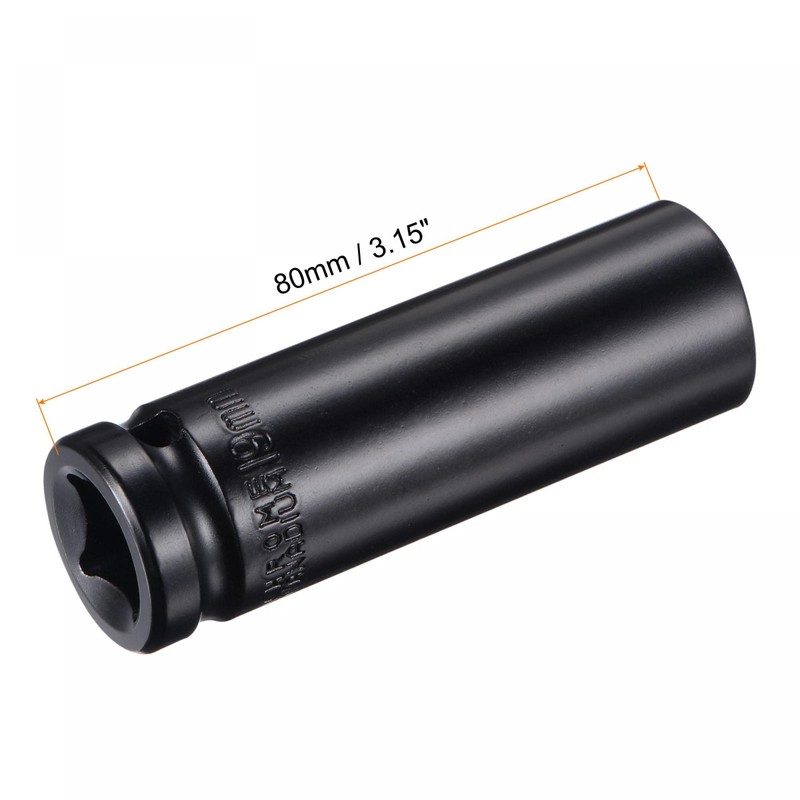sourcing map 1/2" Drive by 19mm Deep Impact Socket, Heat-Treated