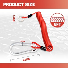 Kutyun Breakaway Trailer Cable, Trailer Brake Cable, Stainless Steel 6ft Wire Coiled Safety Cables Strap, Heavy Duty Trailer Accessories for RV Trailer Emergency