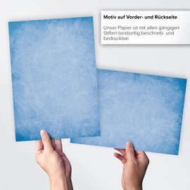 50 Sheets Letter Paper (A4) Vintage Retro Blue Design Paper Elegant Design Paper Printed on Both Sides Craft Paper 90 g/m²