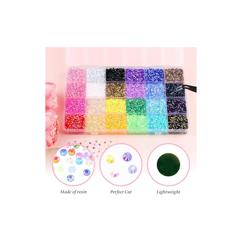 Bedazzling Kit Diamantes para Pegar, 24000pcs Brillantes Decoración de uñas
