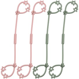 Correas para juguetes de bebé, paquete de 4 correas ajustables y estirables para vasitos, biberones o chupetes para cochecito, trona, asiento de auto, canasta colgante (paquete de 4, Rosado/Salvia x2)
