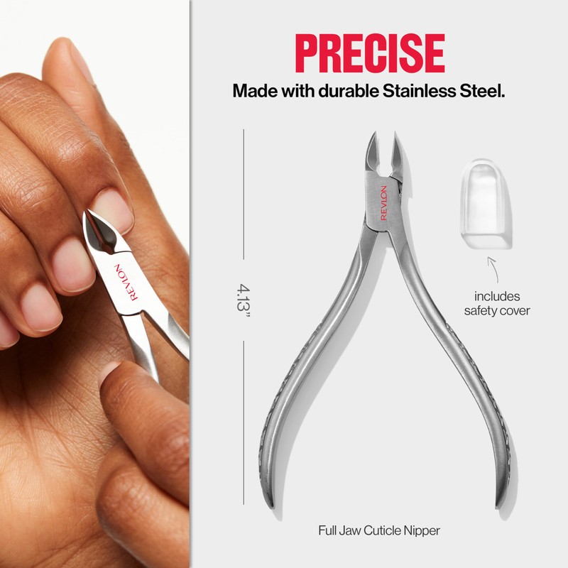 Revlon Full Jaw Cuticle Nipper, Manicure Tool for Nail Care,