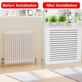 YIQIFLY Radiator Cover Shelf Heater Heating Cabinet Shelf, Portable White Heater Covers for Radiators for Home Living Room Bedroom Office Heating Decorative Cabinet (27.5" Lx27.5 Hx7.9 D)