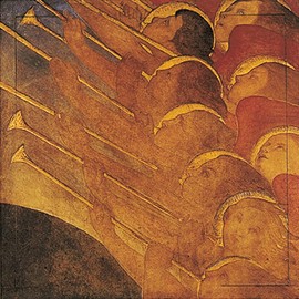 Museums and Galleries Marketing. Christmas Classics 12.3 x 12.3cm Angels with Trumpets Charity Designed Christmas Card with Envelope (Pack of 8)