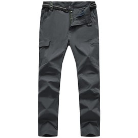 TBMPOY Men's Hiking Work Cargo Pants Lightweight Waterproof Quick Dry Outdoor Mountain Pant Summer Fishing Camping Dark Grey L