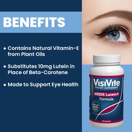 AREDS Lutein Eye Vitamins by VisiVite - Lutein Supplements for Eyes Without Beta-Carotene - Lutein for Eyes - Eye Supplements for Adults - 60 Capsules