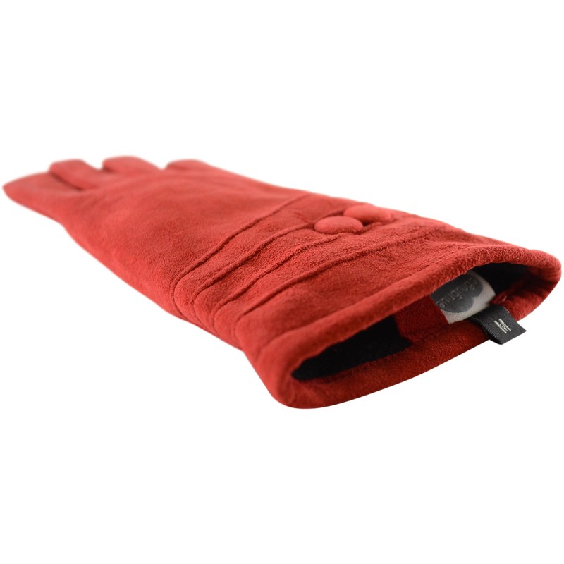 SNUGRUGS Ladies Suede Gloves with Fleece Lining and Two Button