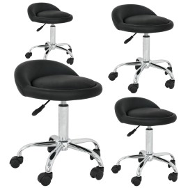 Segawe Set of 4 Hydraulic Adjustable Open Back Chairs Rolling Massage Salon Spa Stools
