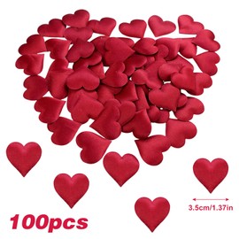 100 Pieces Heart Confetti Table Scatter Decoration, Heart Petals Romantic Decoration, Red Hearts Decoration Confetti, for Valentine's Day, Wedding, Children, Birthday Party Decoration