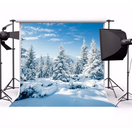 Pnylzzyxh Winter Snowy Forest Backdrop White Snow Xmas Trees Wintry Scene Alps Backdrop Christmas New Year Eve Party Decorations Supplies Banner Photography Background Studio Props 10x8ft