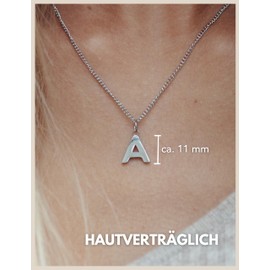 GD Good.designs Est. 2015 Necklace with Silver Letter, I Initial, Waterproof, Skin-Friendly Necklace for Women with A-Z Pendant, Letter Necklace, Stainless Steel