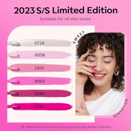 modelones Pink Gel Nail Polish Set 6 Colors, 9PCS Pink Rose Red Summer Gel Polish Kit with 7 in ONE Builder Nail Gel & Base Top Coat Nail Strengthener Extension Manicure Kit Gift for Women