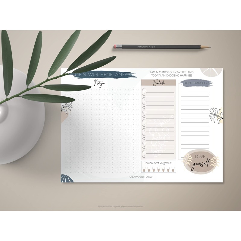 Weekly Planner Pad A4 with 50 Sheets I CreativeRobin