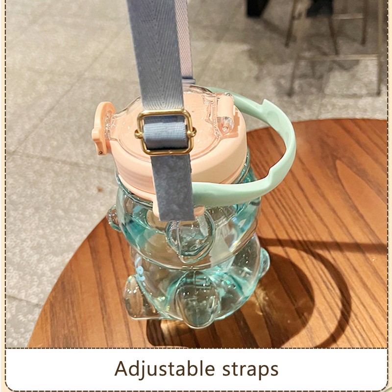 Kawaii Bear Straw Bottle Portable Cartoon Kids Water Bottle with