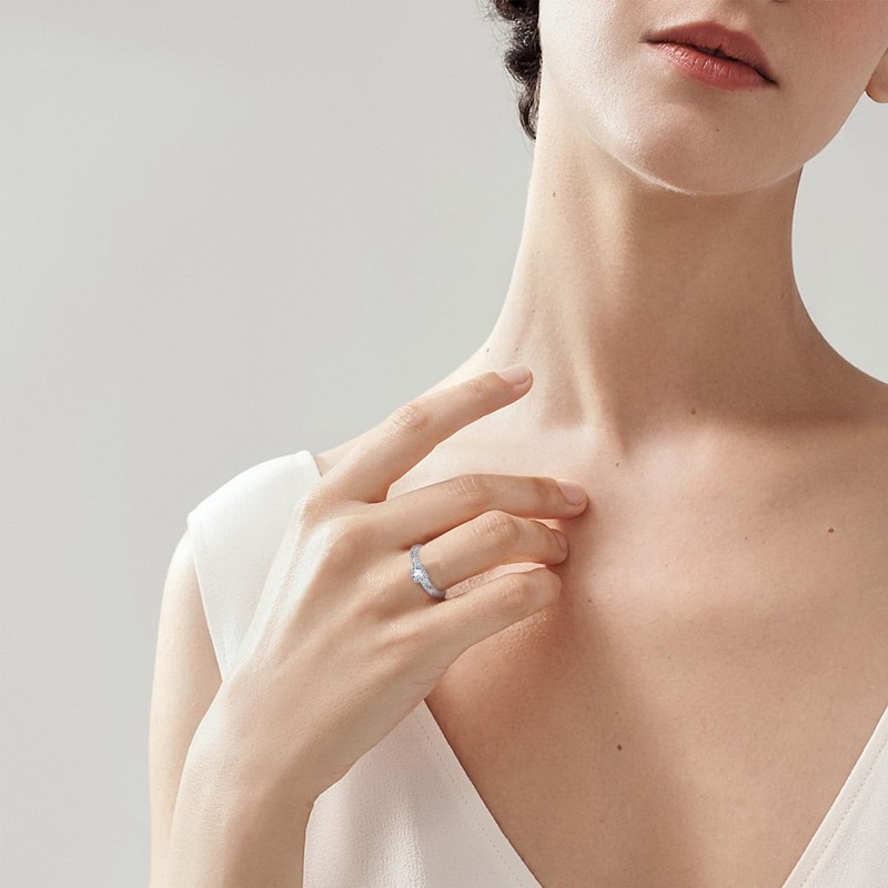 HBLICY Engagement Rings for Women S925 Sterling Silver Moissanite Filigree