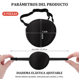 Parches para Ojos Ajustables, Parches Oculares para Ambliopía, Parche Médico para Ojos, Parche de Ojo de Pirata, para Ojos Izquierdo o Derecho Parches.