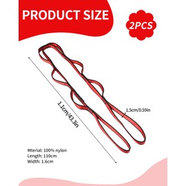 KGDUYC Yoga Hammock Extension Strap, Daisy Chains, 23 KN Strong Climbing Loop, Multi-Loops Adjustable Nylon Exercise Band Strap for Climbing, Aerial Yoga, Pilates, Stretching, Fitness Workout - Red
