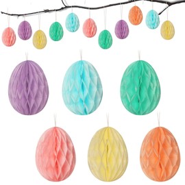 GEBETTER Pack of 12 Easter Eggs Honeycomb Balls for Hanging Paper Easter Decoration Eggs Ornaments Decoration Honeycomb Hanging Decoration for Easter Easter Bouquet Easter Shrub Decoration