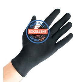 WELL B4 Dermatest Very Good Cotton Gloves 2 Pairs 100% Cotton Soft Jersey Gloves, 2 x Black