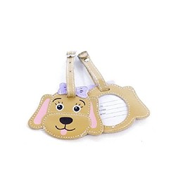 2 x Children Leatherette Luggage Tags (Cat, Puppy, Dog, Frog, Dolphin) (Dog)