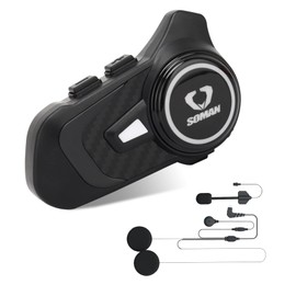 Motorcycle Helmet Bluetooth Intercom 800M Wireless Communication System Waterproof Motorcycle Bluetooth Headset with DPS Reduce Noise for Helmets (1 Pack)